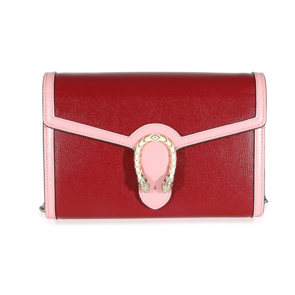GUCCI Pink White Leather Dionysus Chain Wallet - Picture 1 of 8